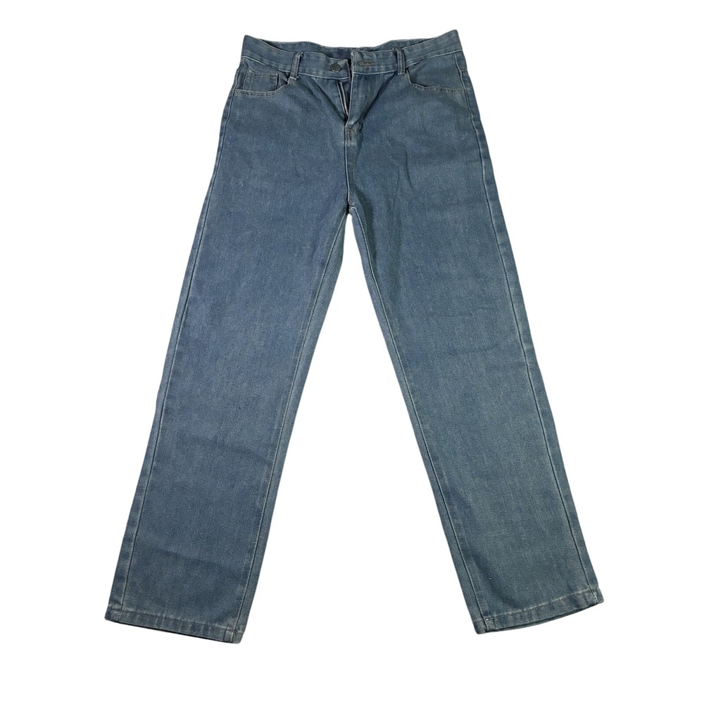 Womens Medium‎ Wash Blue High Waisted Straight Leg Denim Jeans Large (32x28)
